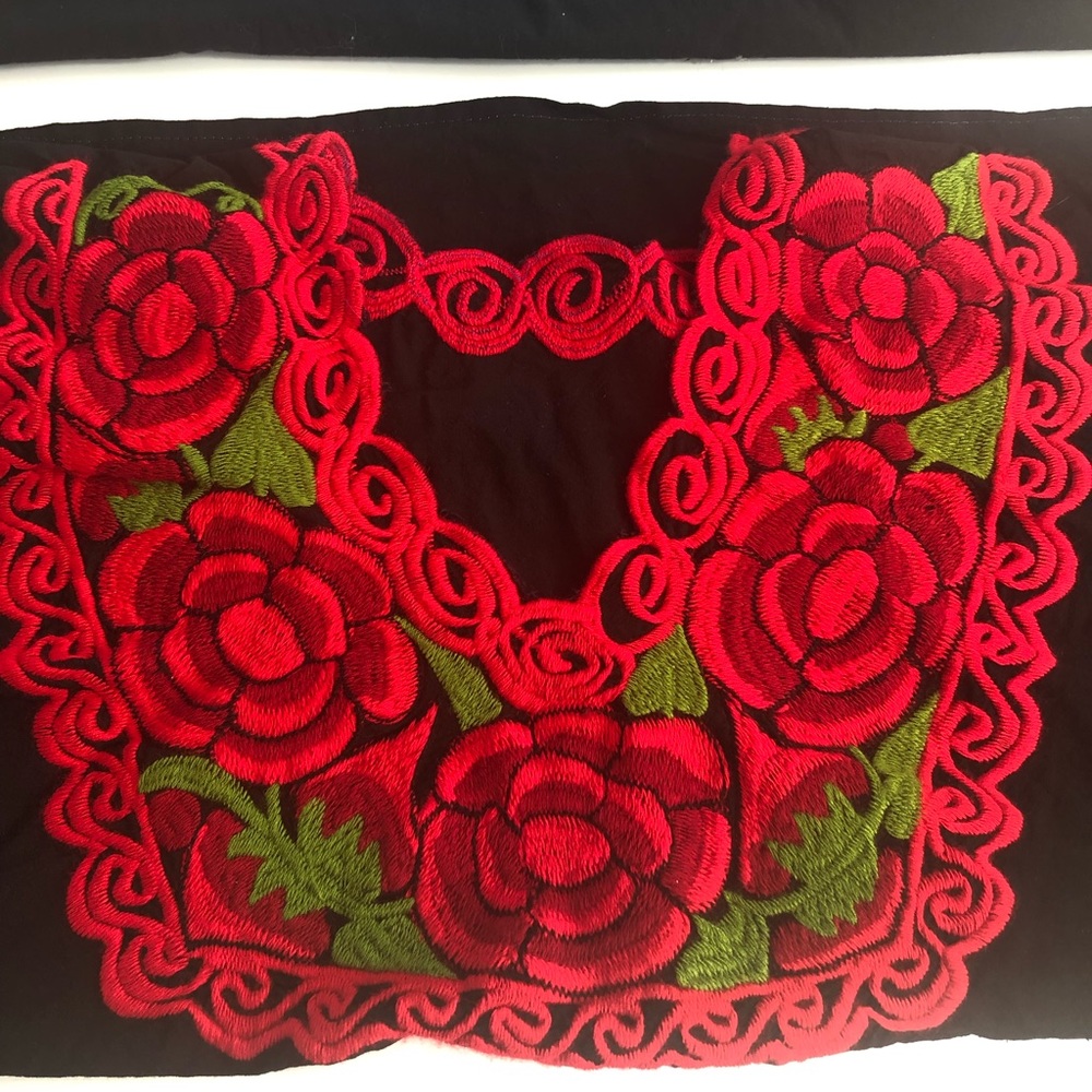 True red Mexican embroidered blouse.